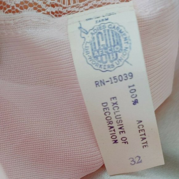 Vintage 50s Semi Sheer Part Lace Slip Pink Sz 32 - Picture 5 of 5